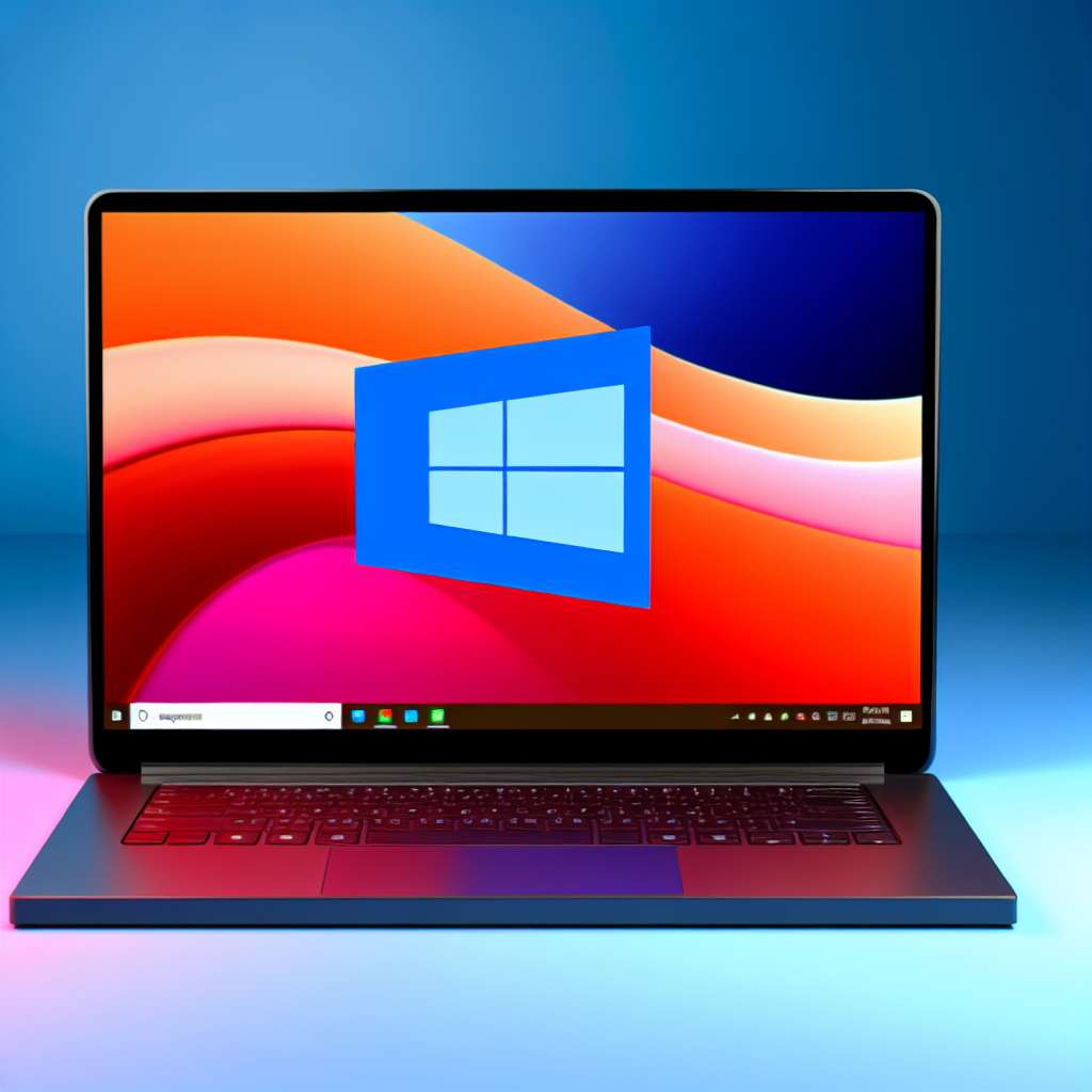 Windows 11 Laptop mit Desktop Symbol auf dem Bildschirm