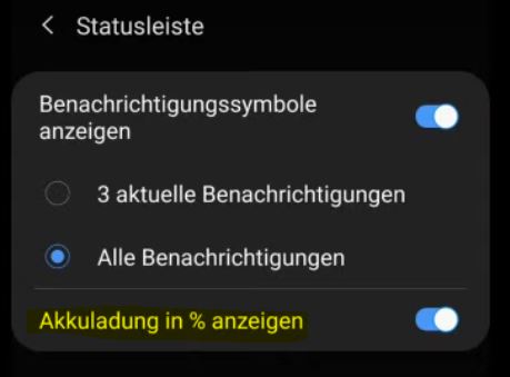 Akkuanzeige in Prozent