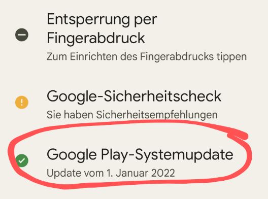 Google Play Systemupdate