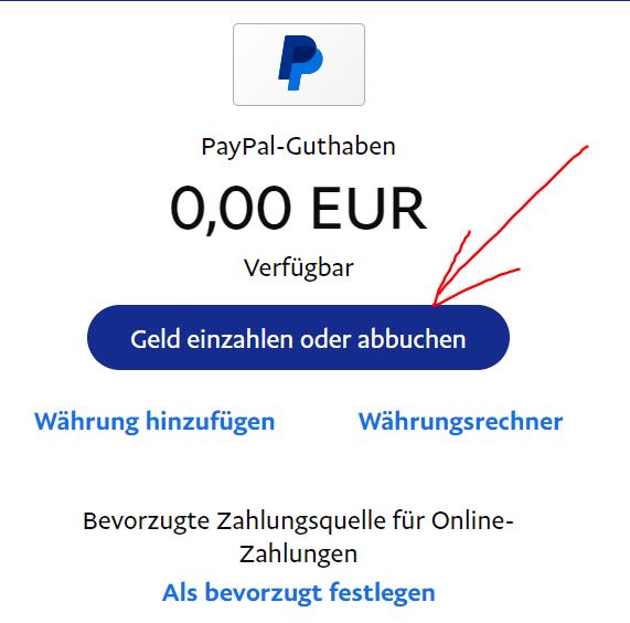 PayPal Geld einzahlen