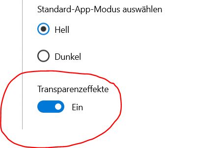 Transparenzeffekte deaktivieren Windows 11