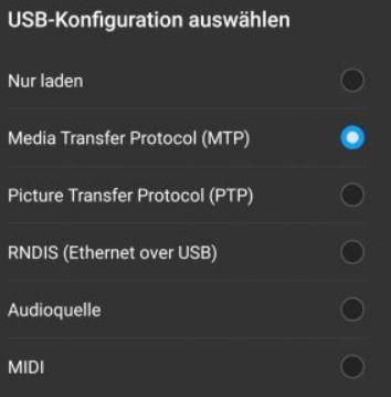 MTP Modus aktivieren