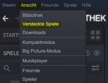 Versteckte Spiele in Steam einblenden