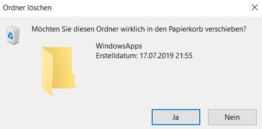 WindowsApps Ordner löschen