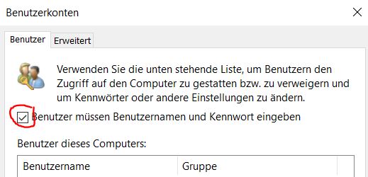 Windows 10 Autologin aktivieren