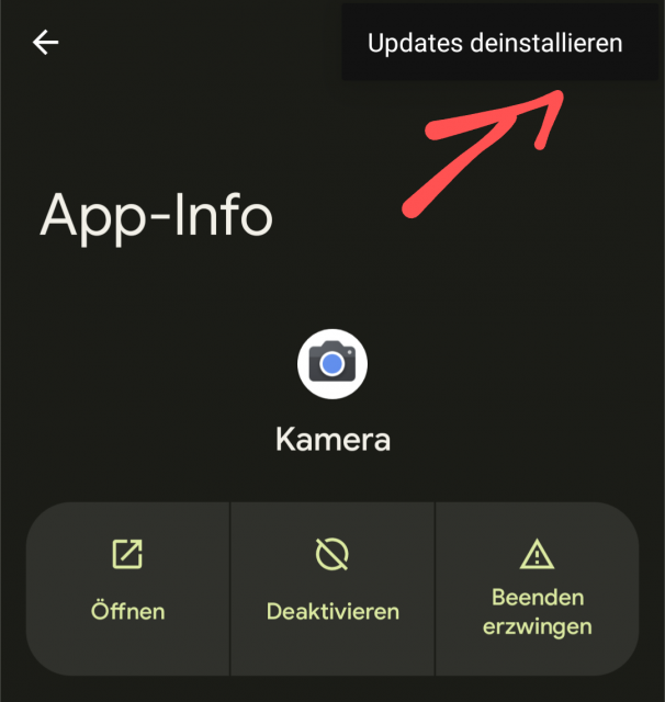 Google Pixel 7 Pro Kamera Updates deinstallieren 