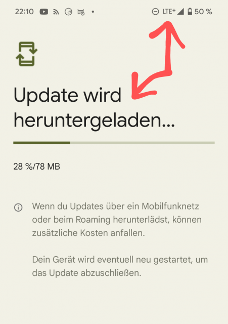 Google Play Update über mobile Datenverbindung downloaden