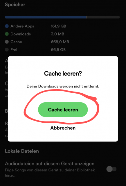 Spotify App Cache leeren