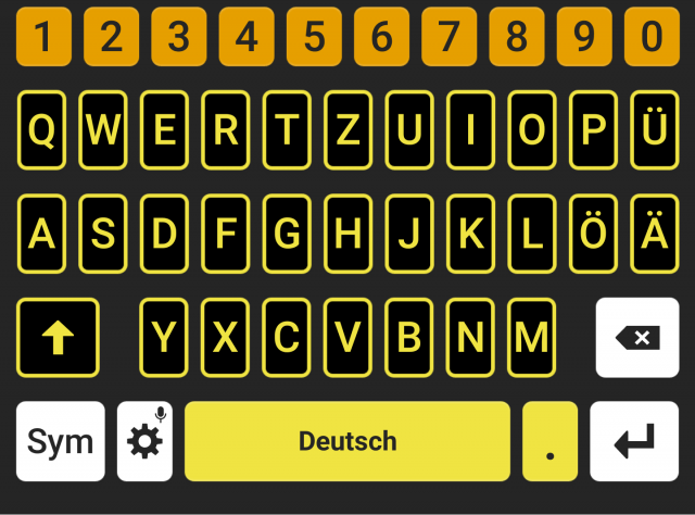 Tastatur Konrtrastreich in gelb
