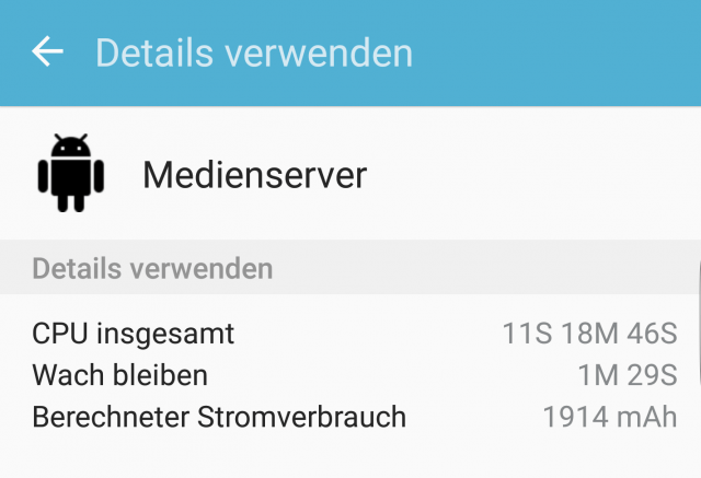 Medienserver CPU Auslastung Galaxy S7