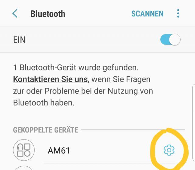 Gekoppeltes Bluetooth Geräte entfernen