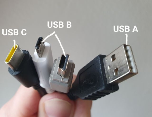 USB Typ A, Typ B und Typ C