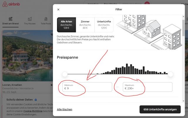 AirBnb Nach Preis sortieren