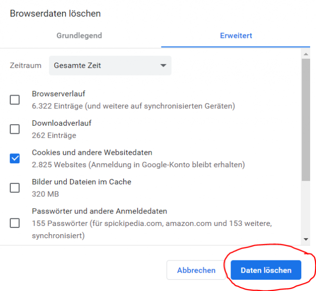 Browserverlauf leeren Google Chrome