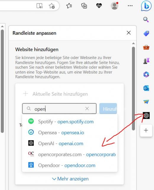 ChatGPT Seitenleiste