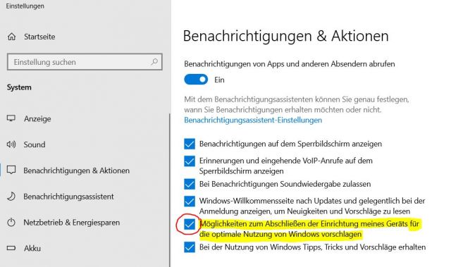 Einrichtungsbildschirm unter Windows nicht mehr anzeigen