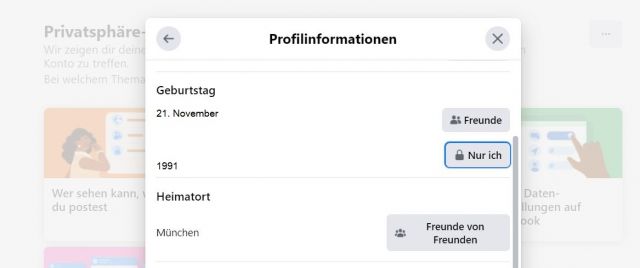 Facebook Geburtstag anpassen
