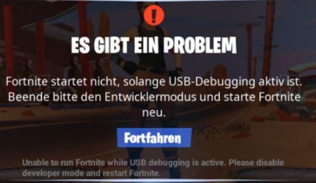 Fortnite Fehlermeldung