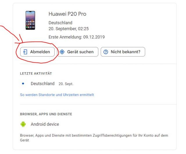 Gerät abmelden Google Konto