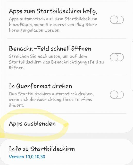 App ausblenden - Samsung Galaxy S10