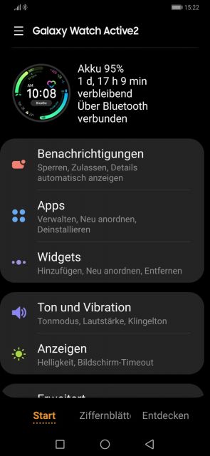 Samsung Galaxy Active 2 Einstellungen