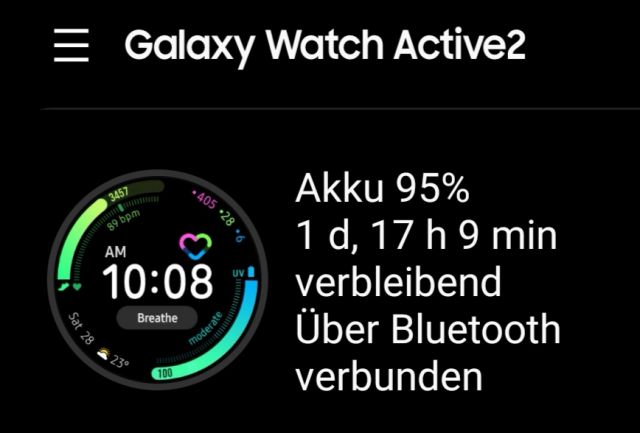 Samsung Galaxy Active 2 Akku in Prozent anzeigen
