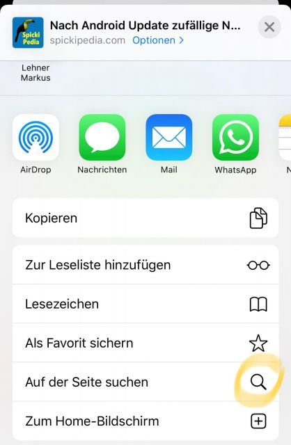 Auf Seite suchen iPhone