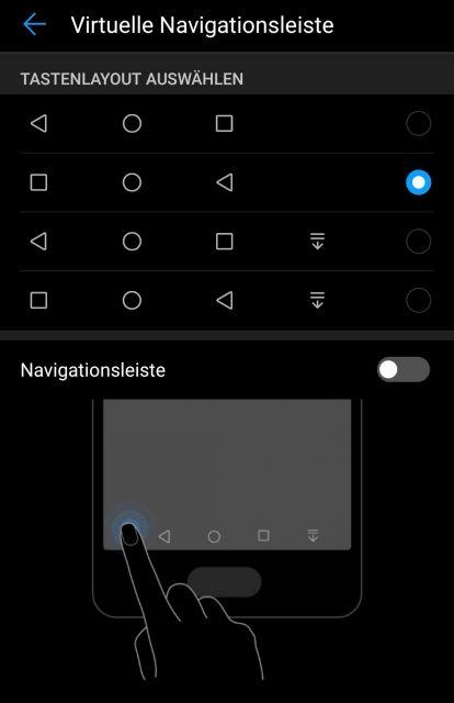 Anordnung Navigationsleiste Huawei P20