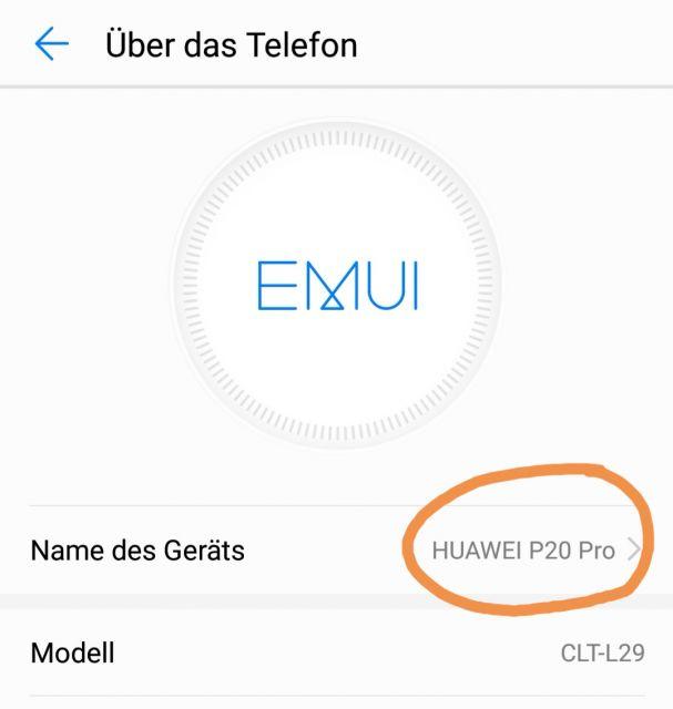 Gerätename ändern Huawei P30 Pro