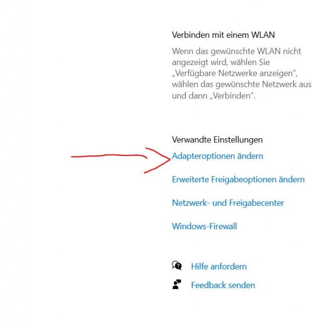Adapteroptionen ändern
