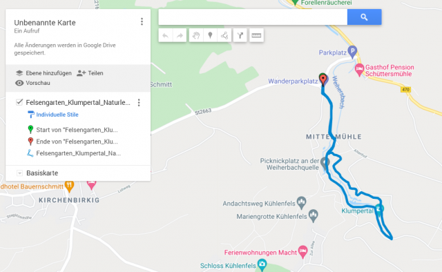 Google Maps mit GPX Track importiert