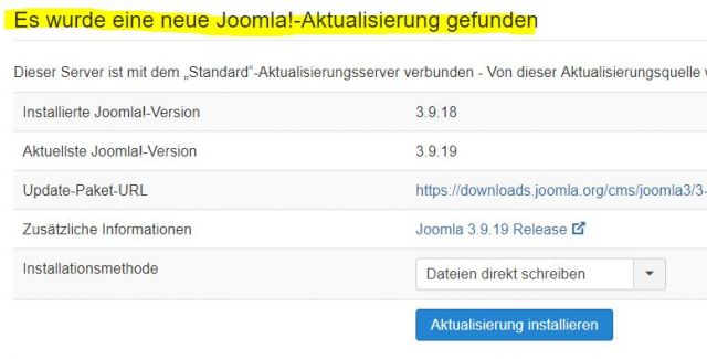 Joomla Update 3.9.19
