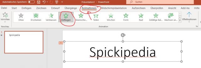 Powerpoint Animationen einrichten