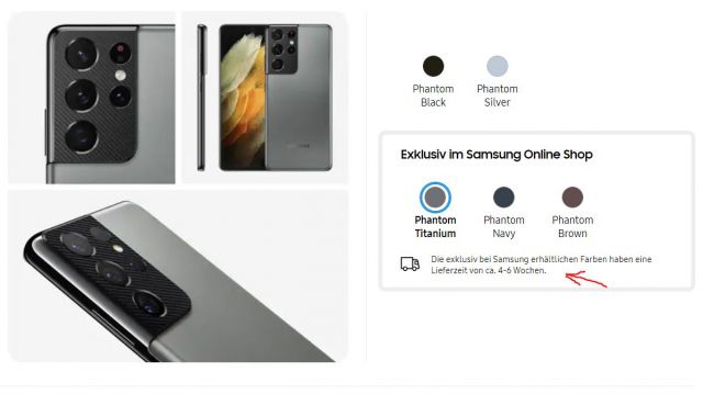 Samsung Galaxy S21 Ultra Lange Lieferzeiten
