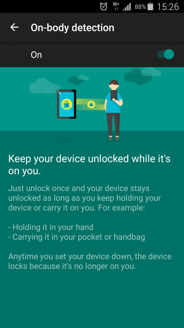 Android Lollipop Smart Lock Feature On-Body detection