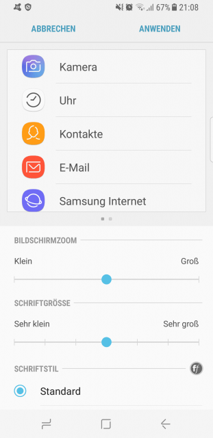 Schriftgröße auf dem S8 ändern
