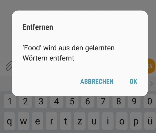Samsung Galaxy S8 Einzelne Wörter aus Wörterbuch löschen