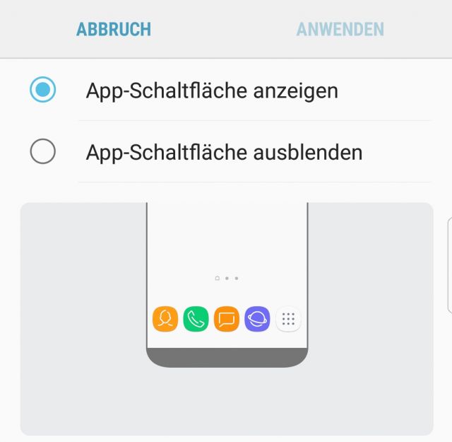 Samsung Galaxy Note 8 Menü Schaltfläche Homescreen einblenden