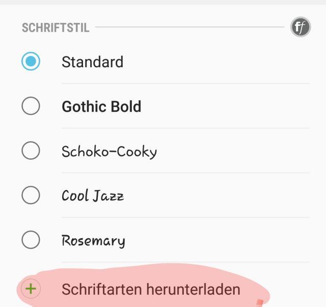 Neue Schriftart installieren Galaxy S8
