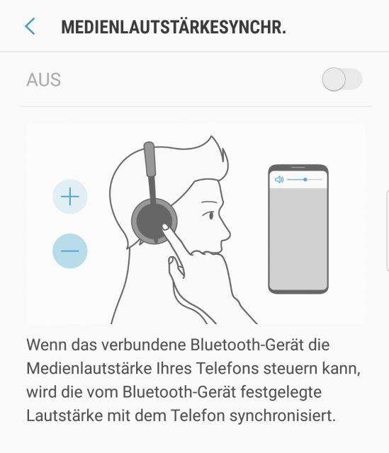 Samsung Galaxy S8 Medienlautstärkesynchronisierung