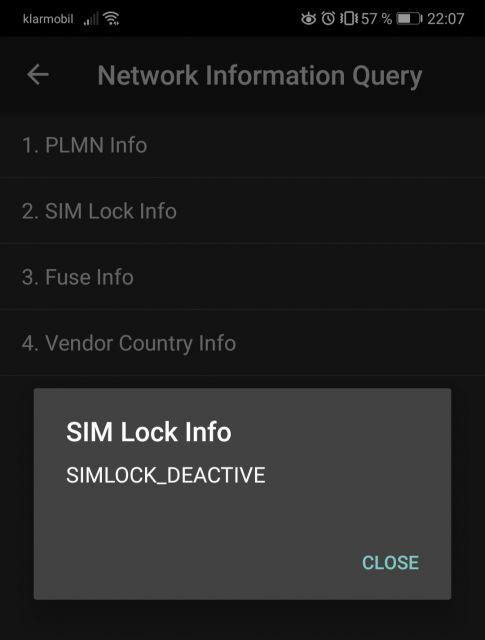 Sim Lock auf dem Huawei P20 Pro deaktiviert