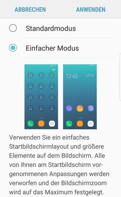 Einfacher Modus beenden Samsung Galaxy S9