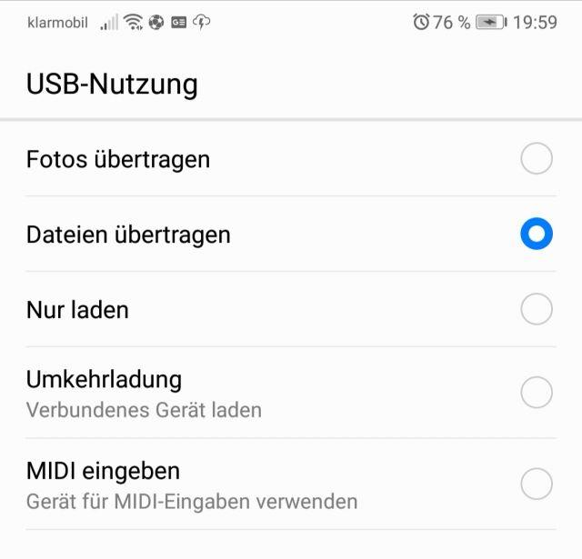 Huawei P20 Pro "Daten" Modus aktivieren