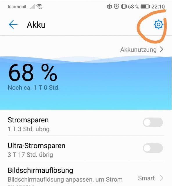 Akku Einstellungen - Huawei P20 Pro