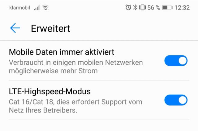 Mobile Daten immer aktiviert - Deaktivieren