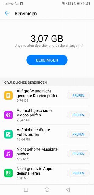 Speicher aufräumen Huawei P20 Pro