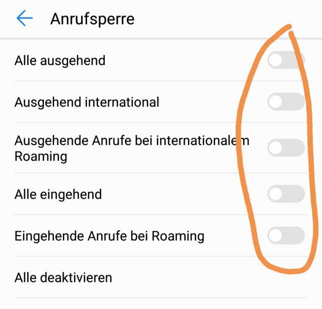 Anrufsperre einrichten Huawei P20 pro