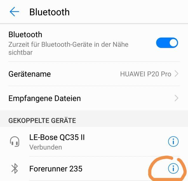 Huawei P20 Pro Bluetooth Geräte entfernen
