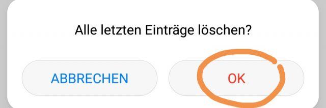 Alle letzten Einträge löschen
