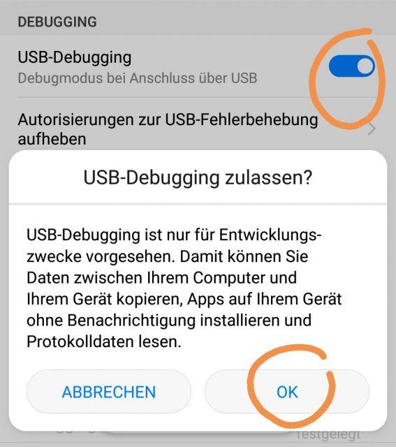 USB Debugging aktivieren Mediapad